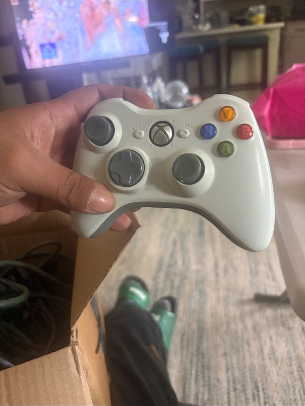 Microsoft White Xbox 360 Wireless Controller with Colored Face Buttons